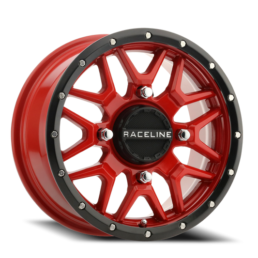 Raceline Wheels Aluminum Wheels 14x7 Krank Simulated Beadlock UTV A94R Red Raceline Wheels