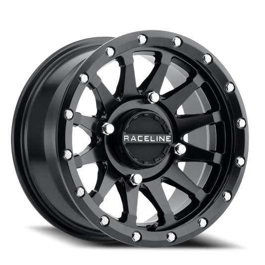 Raceline Wheels Aluminum Wheels 17x7 Trophy Simulated Beadlock UTV A95B Satin Black Milled Raceline Wheels