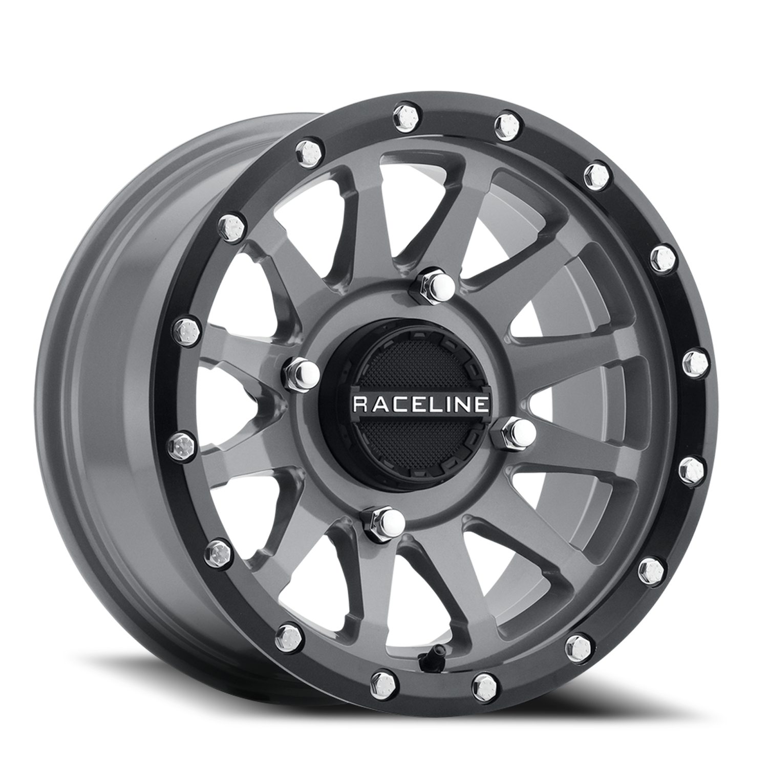 Raceline Wheels Aluminum Wheels 14x7 Trophy Simulated Beadlock UTV A95SG Stealth Grey Raceline Wheels