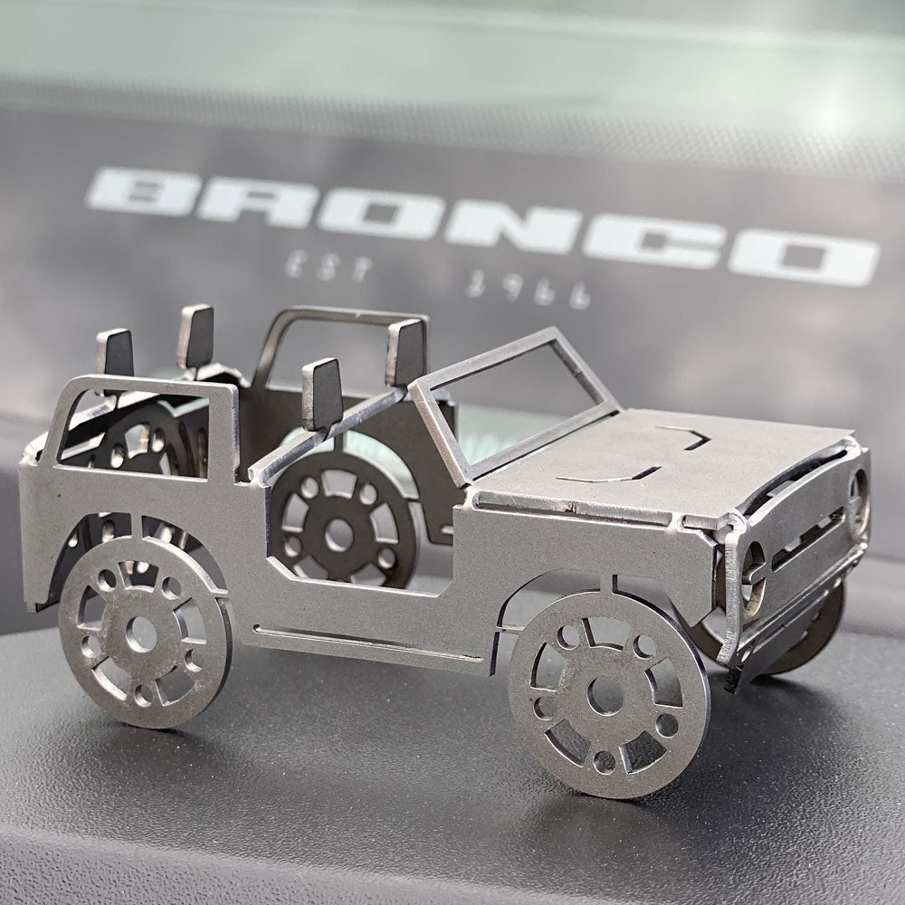Bronco Business Card Holder Flat Stainless Steel Bendy Bronco Rock Slide Engineering-3