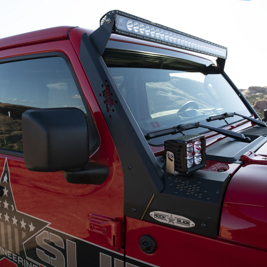 Wrangler/Gladiator Lower Cowl LED Light Pod Brackets and Upper Bar Brackets Rock Slide Engineering-1