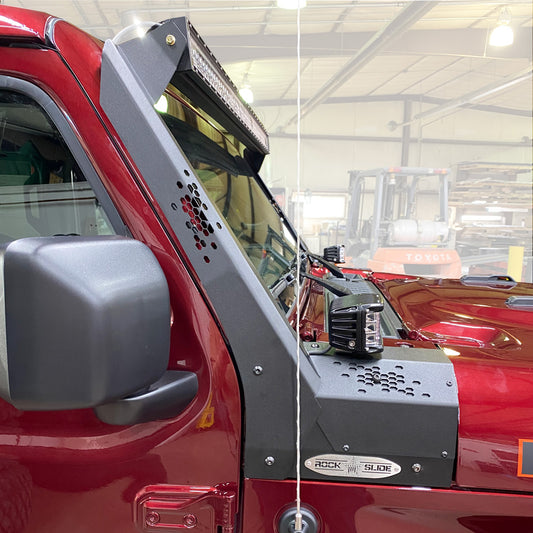 Rock Slide Engineering JL / JT Lower Larger Cowl LED Light Pod Brackets and Upper Bar Brackets Rock Slide Engineering