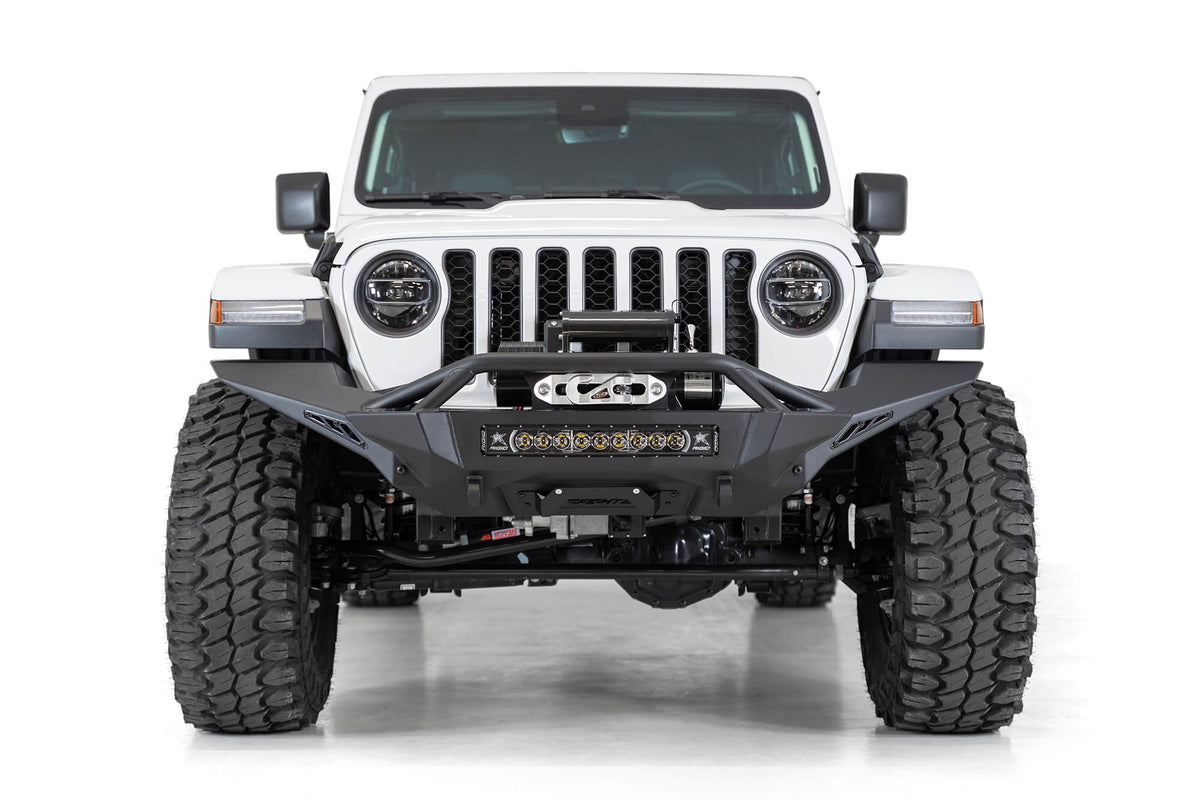 2007+ Jeep JL JLU JT Wrangler, Gladiator Stealth Fighter Front Bumper License Plate Bracket Addictive Desert Designs-2