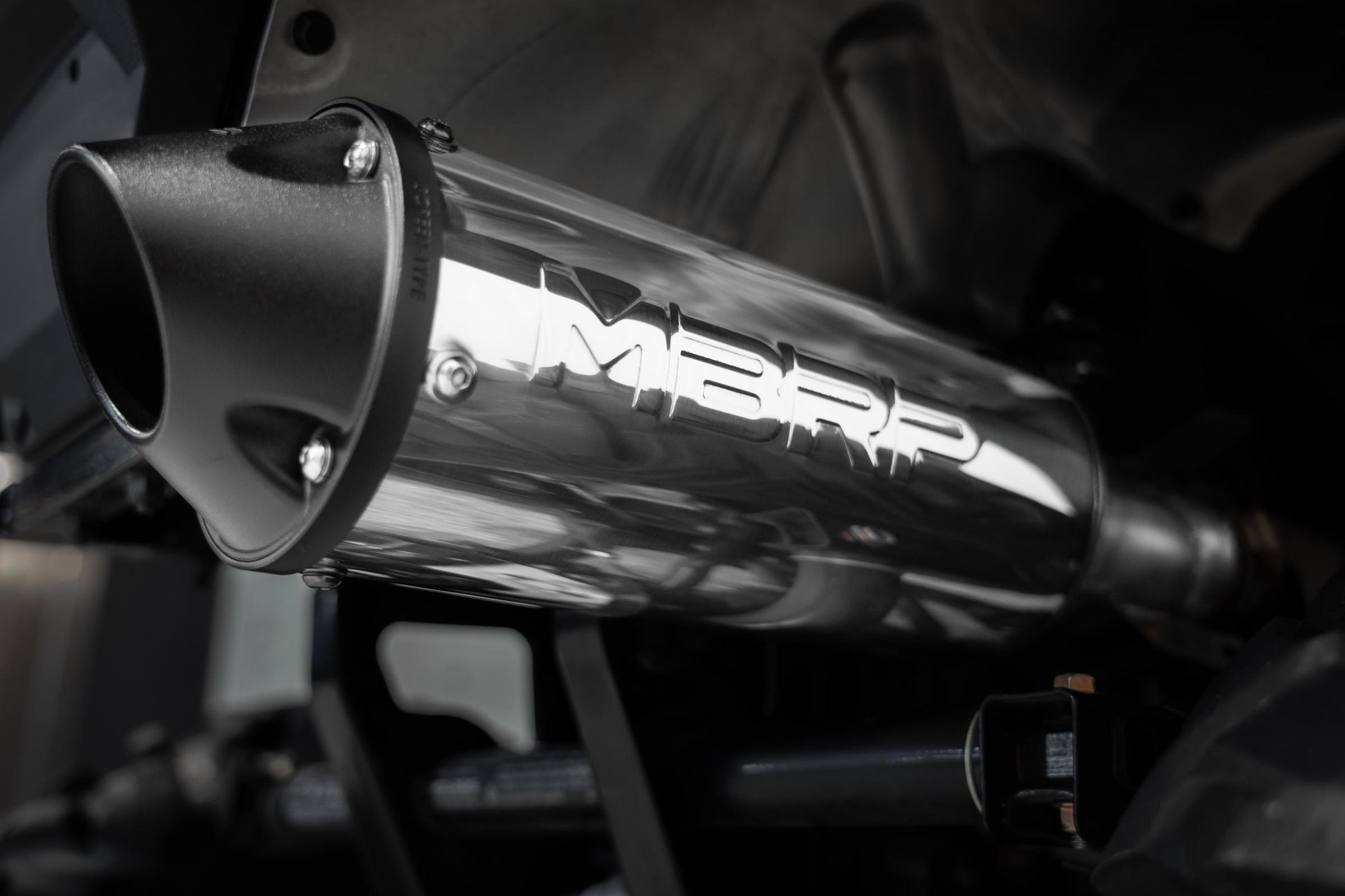 2001-Up Polaris Sportsman 5 Inch Single Slip-on Muffler with Billet Tip Performance Series MBRP-1