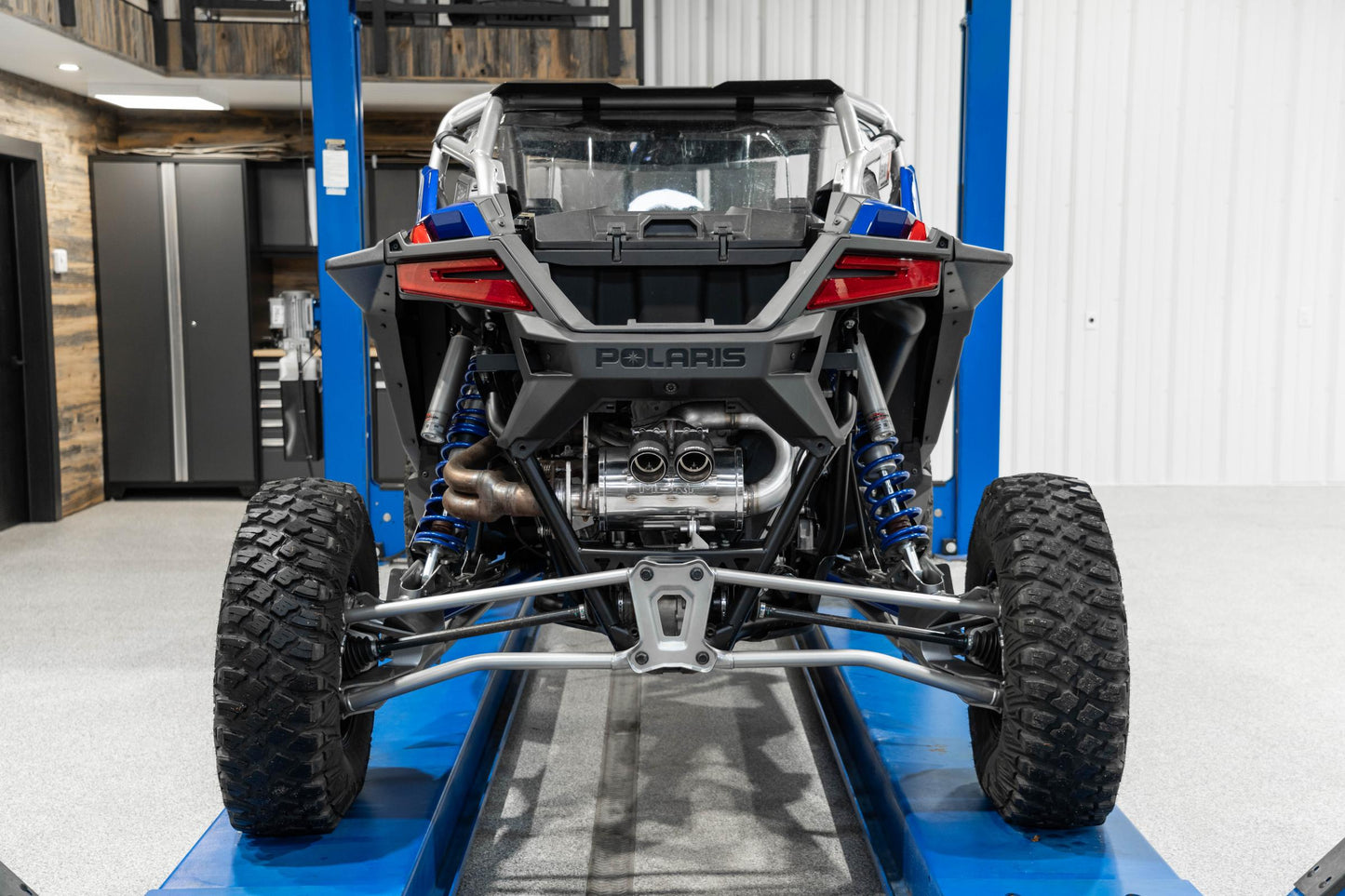 2022-Up Polaris RZR PRO R T304 Single Slip-on Dual Outlet Performance Series Exhaust with Carbon Fiber Tips MBRP-5