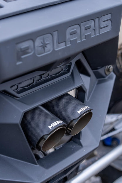 2022-Up Polaris RZR PRO R T304 Single Slip-on Dual Outlet Performance Series Exhaust with Carbon Fiber Tips MBRP-10