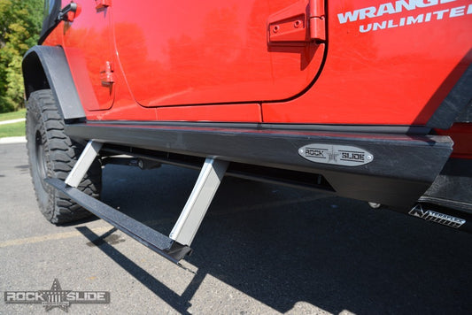 Rock Slide Engineering Step Slider Skid Plate Kit for 2007-18 Jeep JK 4 Door Rock Slide Engineering