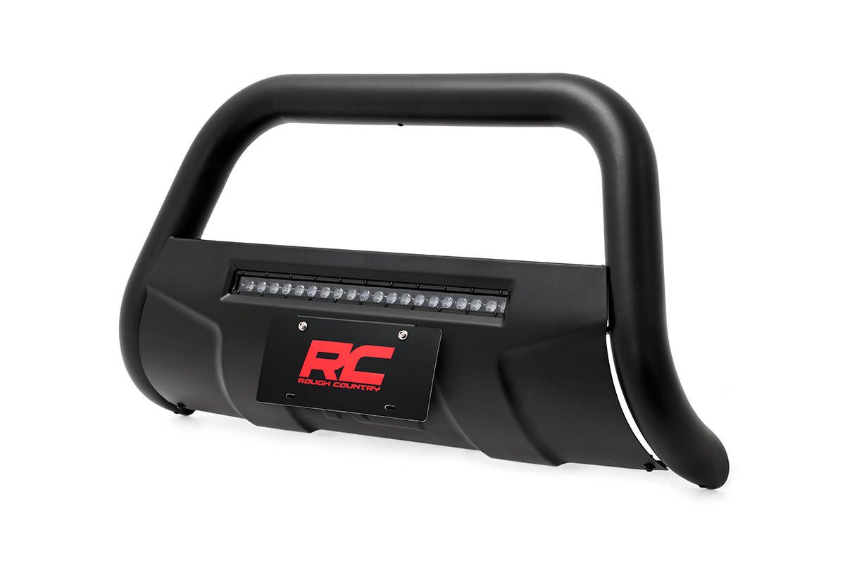 Rough Country 07-18 Silverado/Sierra 1500/ 07-19 SUV Bull Bar w/LED Light Bar Black Rough Country