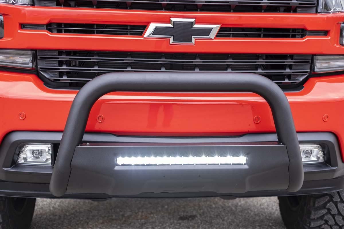 Rough Country 19-20 Silverado/Sierra 1500 Bull Bar w/LED Light Bar Black Rough Country