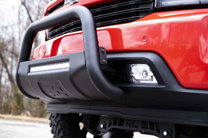 19-20 Silverado/Sierra 1500 Bull Bar w/LED Light Bar Black Rough Country-2