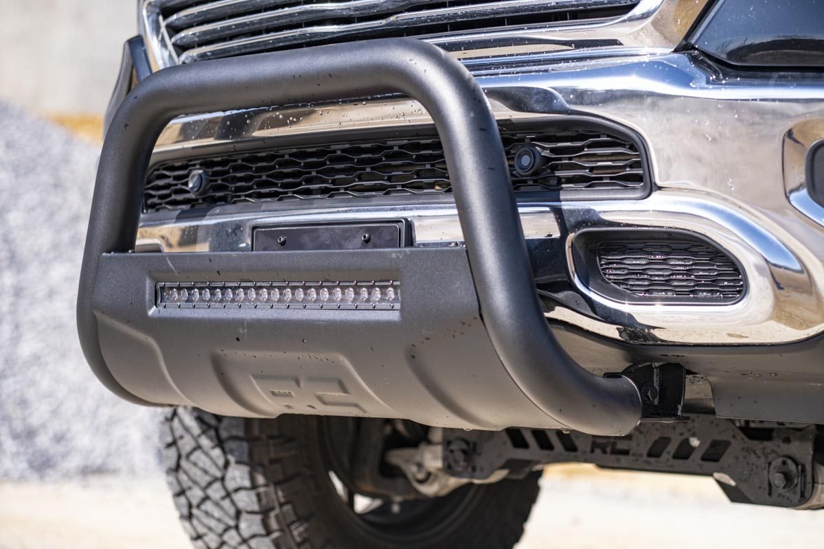 Dodge 09-18 RAM 1500 Bull Bar w/LED Light Bar Black Rough Country-1