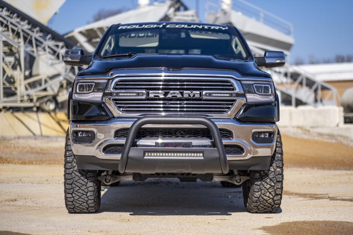 RAM 19-20 1500 Bull Bar w/LED Light Bar Black Rough Country-3