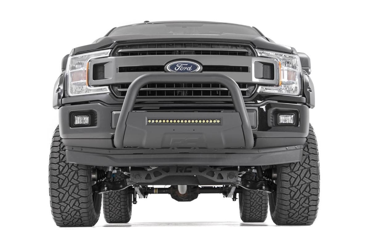 Rough Country Ford 04-23 F-150 Bull Bar w/LED Light Bar Black Rough Country