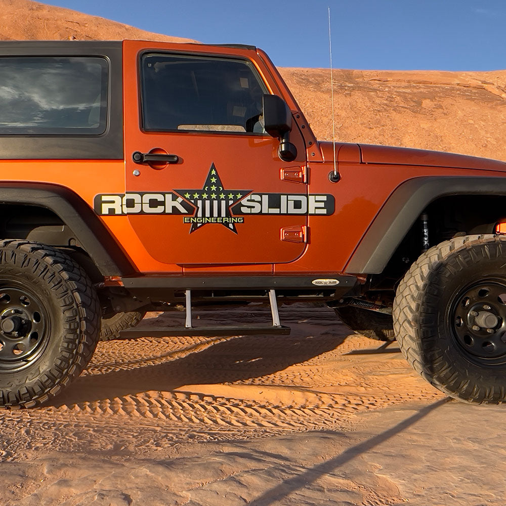Rock Slide Engineering Jeep JK Side Step Sliders For 07-18 Wrangler JK 2 Door Models Set Rock Slide Engineering