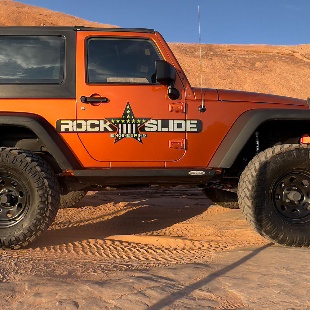 Rock Slide Engineering Jeep JK Side Step Sliders For 07-18 Wrangler JK 2 Door Models Set Rock Slide Engineering