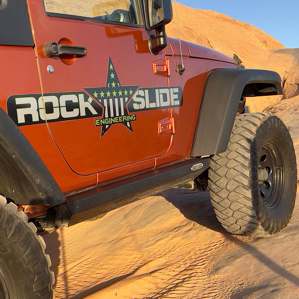 Rock Slide Engineering Jeep JK Side Step Sliders For 07-18 Wrangler JK 2 Door Models Set Rock Slide Engineering