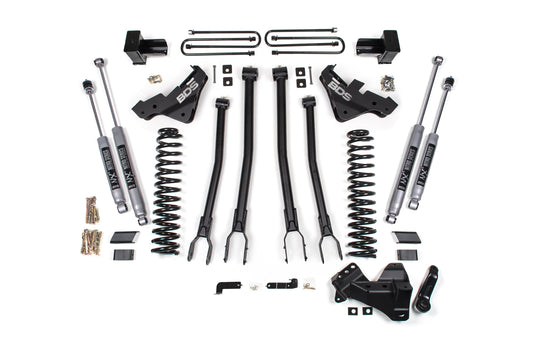 20-22 Ford F-450 4WD 4 Inch 4-Link Lift Kit, 3.5 Inch Rear, Block - Fox 2.5 Performance Elite Series Shocks Front and Rear BDS Suspension