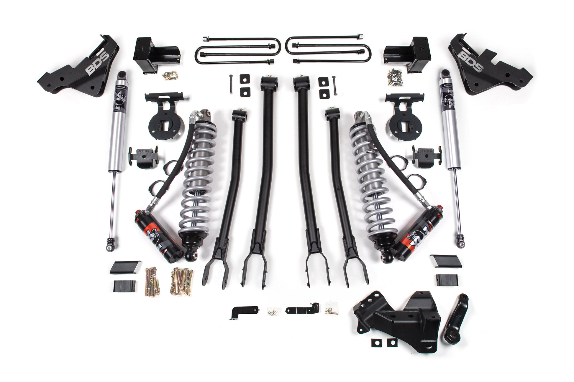 20-22 Ford F-450 4WD 4 Inch 4-Link Lift Kit, 3.5 Inch Rear, Block - Fox 2.5 Performance Elite Series C/O Front, Fox 2.5 IFP Performance Series Rear BDS Suspension