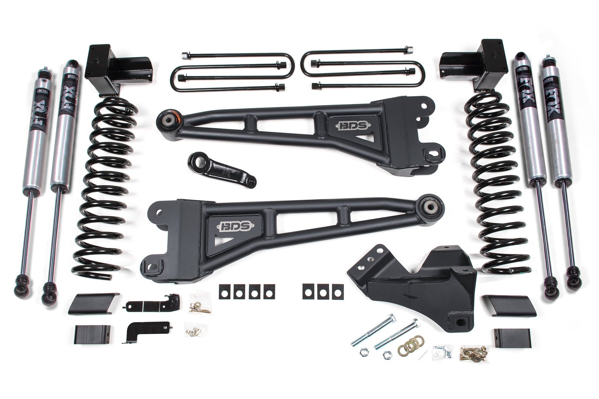 20-22 Ford F-450 4WD 4 Inch Radius Arm Lift Kit, 3.5 Inch Rear, Block - NX2 Nitro Series Shocks Front and Rear BDS Suspension