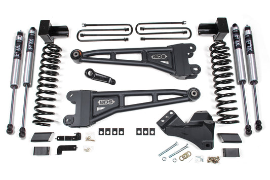 20-22 Ford F-450 4WD 4 Inch Radius Arm Lift Kit, 3.5 Inch Rear, Block - NX2 Nitro Series Shocks Front and Rear BDS Suspension