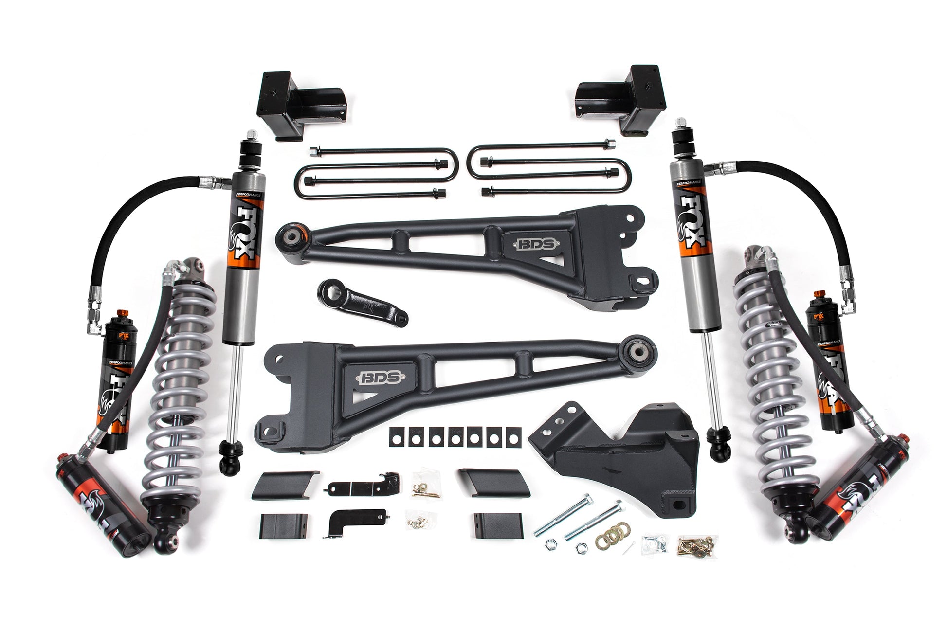 20-22 Ford F-450 4WD 4 Inch Coilover Radius Arm Lift Kit, 3.5 Inch Rear, Block - Fox 2.5 Performance Elite Series C/O Front, Fox 2.5 Performance Elite Series Rear BDS Suspension