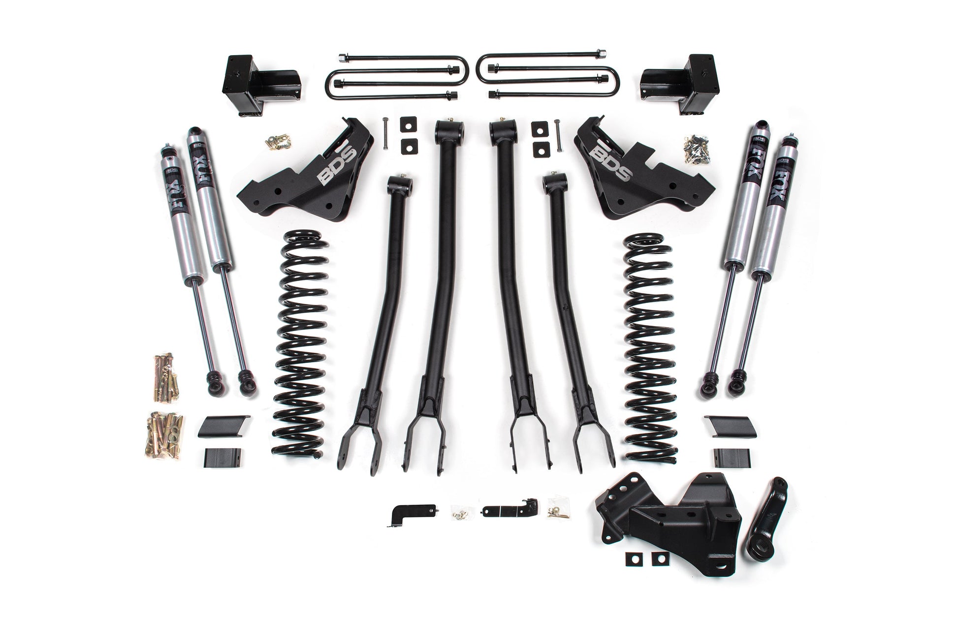 23-25 Ford F-450 4WD 4 Inch 4-Link Lift Kit, 3.5 Inch Rear, Block - NX2 Nitro Series Shocks Front and Rear BDS Suspension