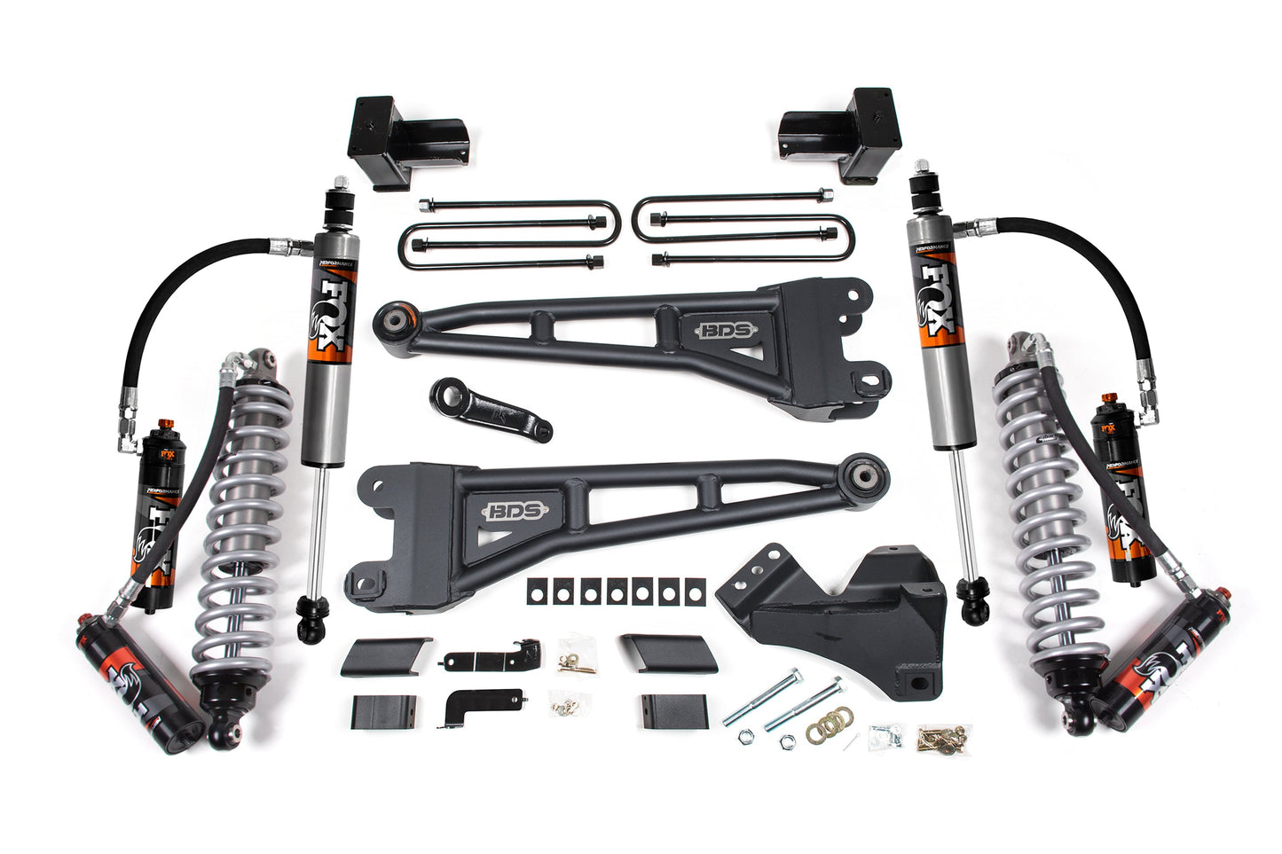 23-25 Ford F-450 4WD 4 Inch Coilover Radius Arm Lift Kit, 3.5 Inch Rear, Block - Fox 2.5 Performance Elite Series C/O Front, Fox 2.5 Performance Elite Series Front, Fox 2.5 Performance Elite Series Rear BDS Suspension