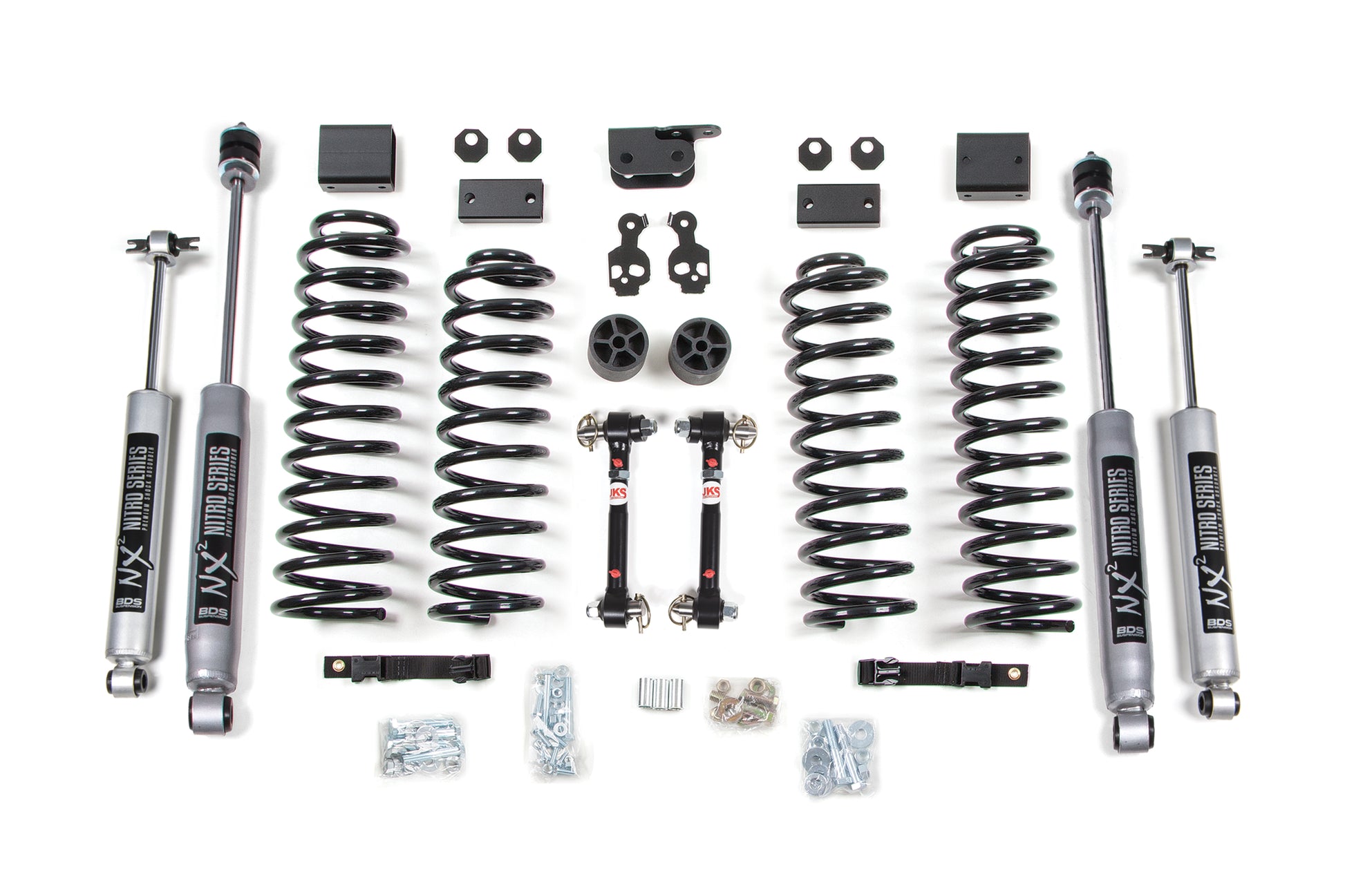 3 Inch Lift Kit Jeep Wrangler JK 07-11 4-Door Fixed Link Sway Bar BDS Suspension-1