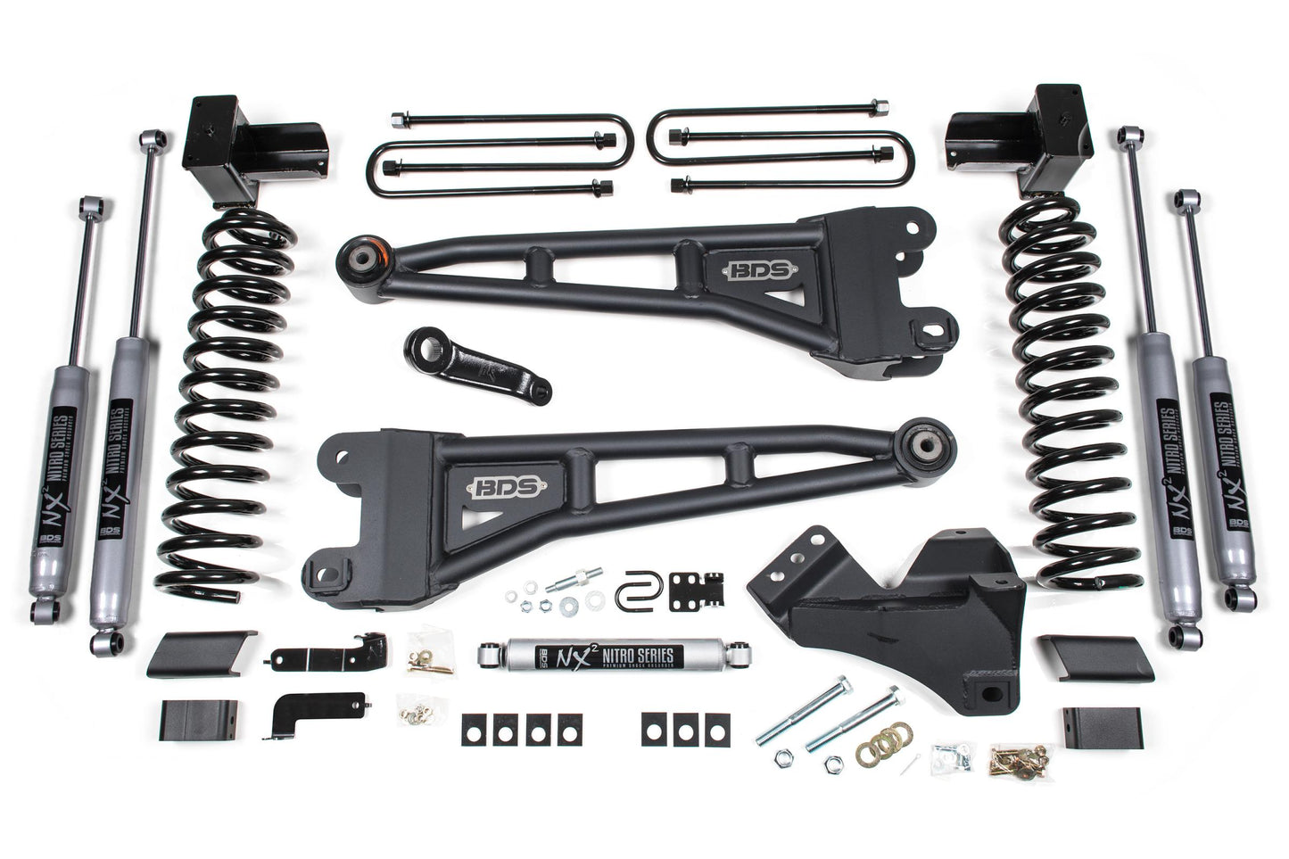 4 Inch Lift Kit w/ Radius Arm Ford F250/F350 Super Duty 17-19 4WD Diesel 5 Inch Block 3 Leaf Main BDS Suspension-2