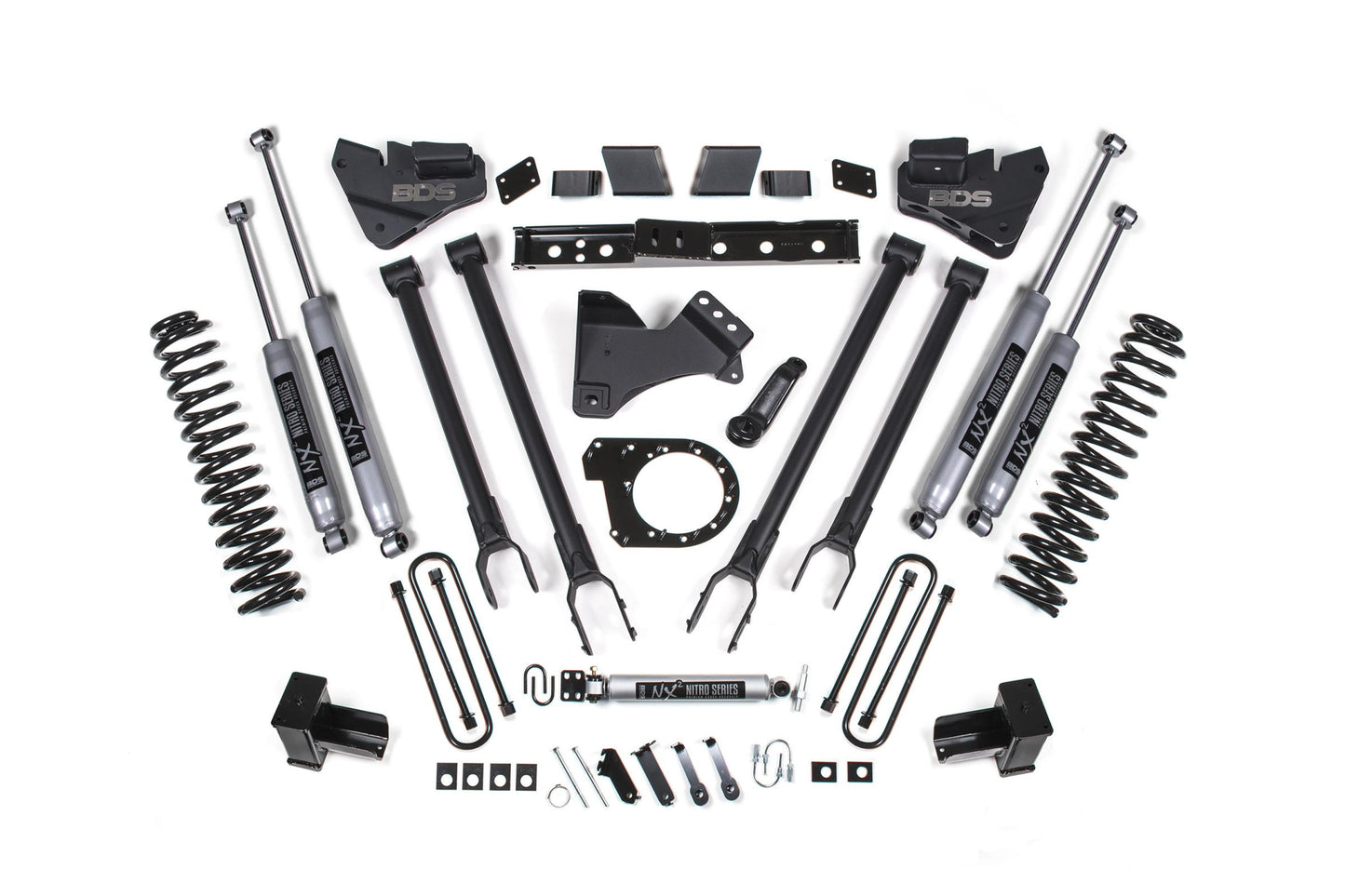 6 Inch Lift Kit 4-Link Conversion Ford F250/F350 Super Duty 17-19 4WD Diesel 5 Inch Block 2/2 Leaf Main BDS Suspension
