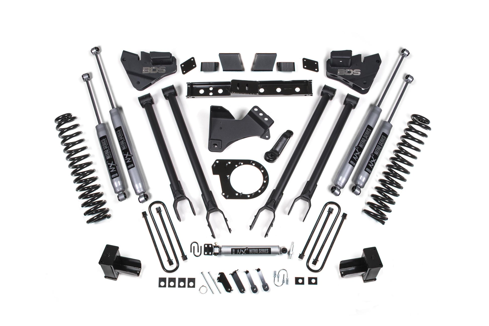 6 Inch Lift Kit 4-Link Conversion Ford F250/F350 Super Duty 17-19 4WD Diesel 5 Inch Block 2/2 Leaf Main BDS Suspension