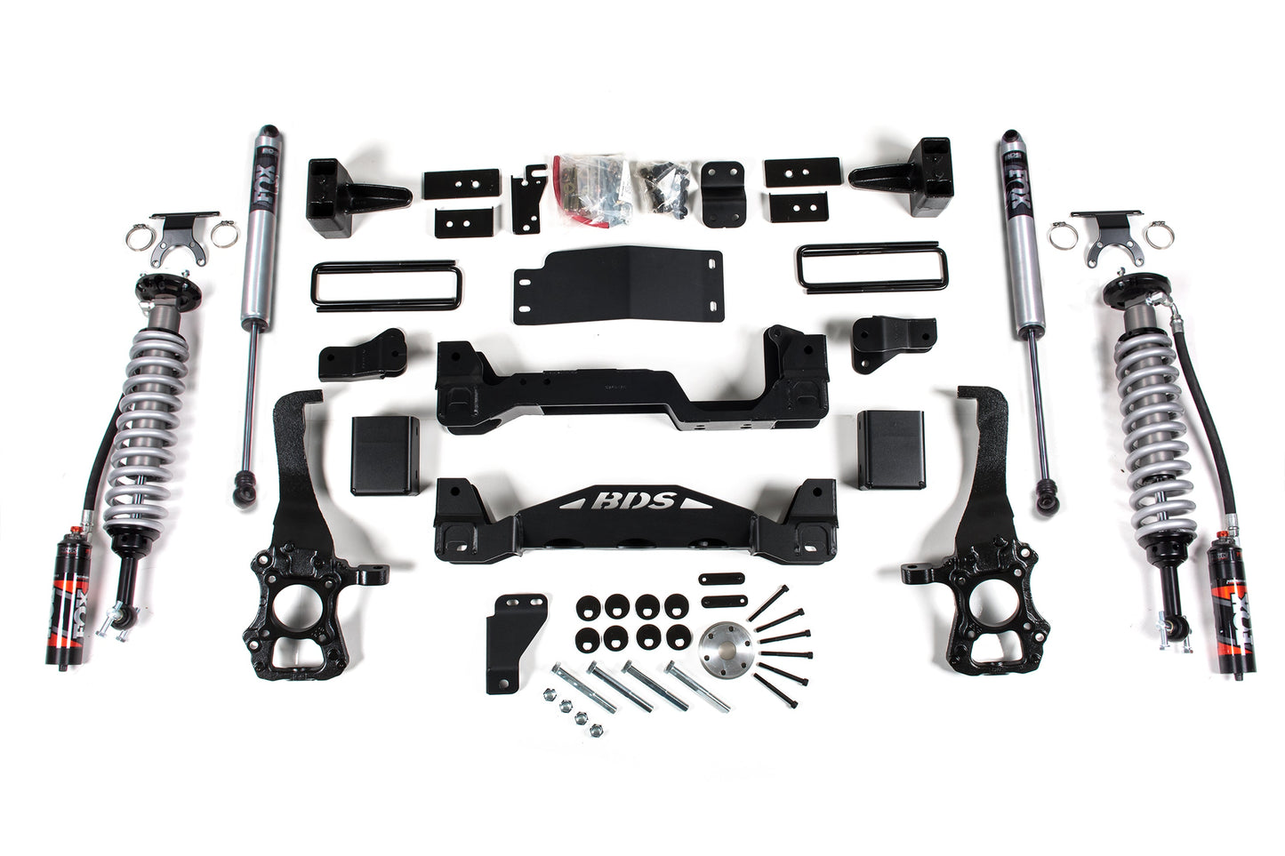 15-20 Ford F-150 4WD 4 Inch Coilover System, 3 Inch Rear Lift, Block - Fox 2.5 Performance Elite Series C/O, Fox 2.0 IFP Performance Series Shocks BDS Suspension