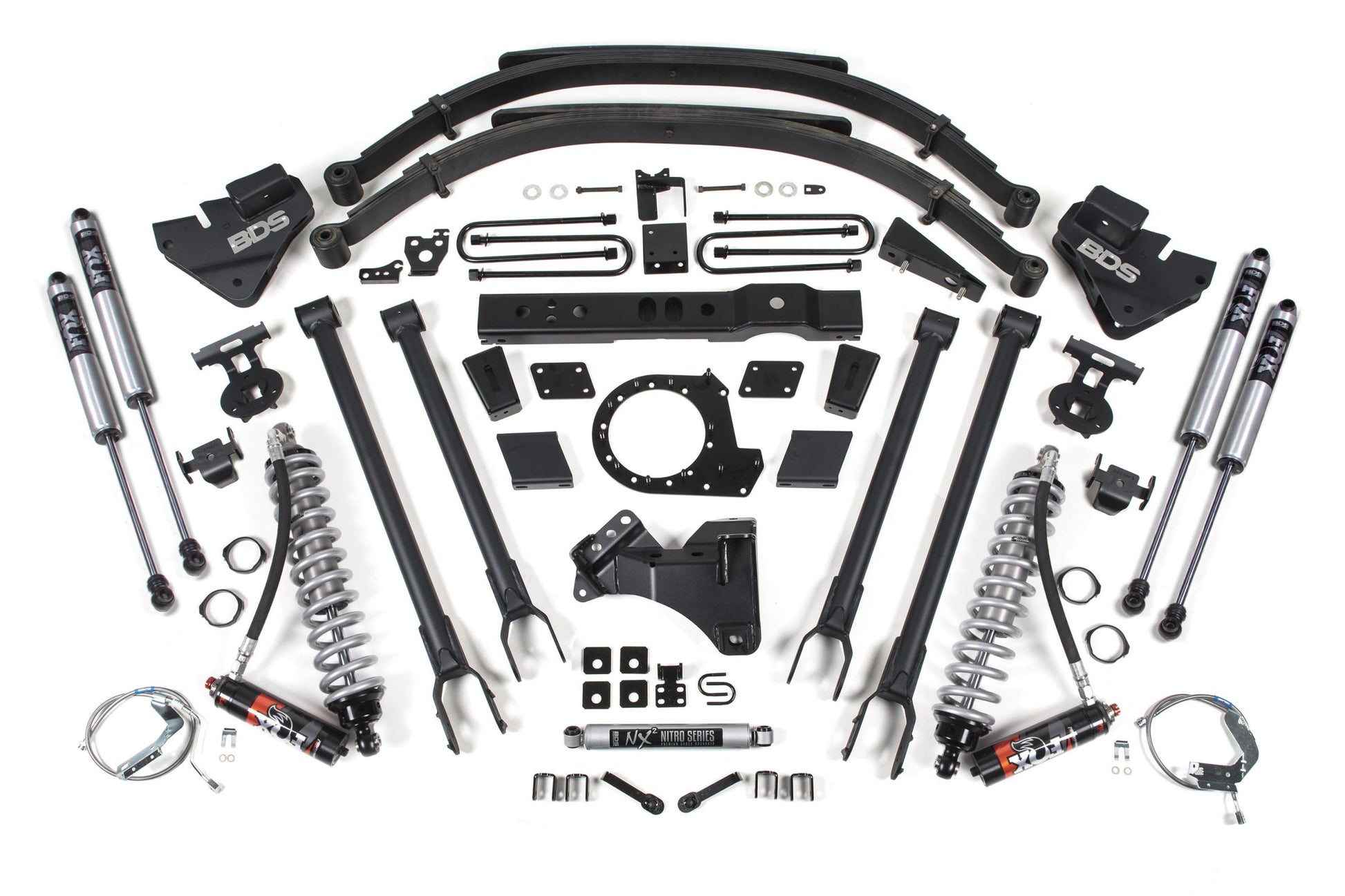 8 Inch Lift Kit w/ 4-Link FOX 2.5 Performance Elite Coil-Over Conversion Ford F250/F350 Super Duty 17-19 4WD Diesel BDS Suspension