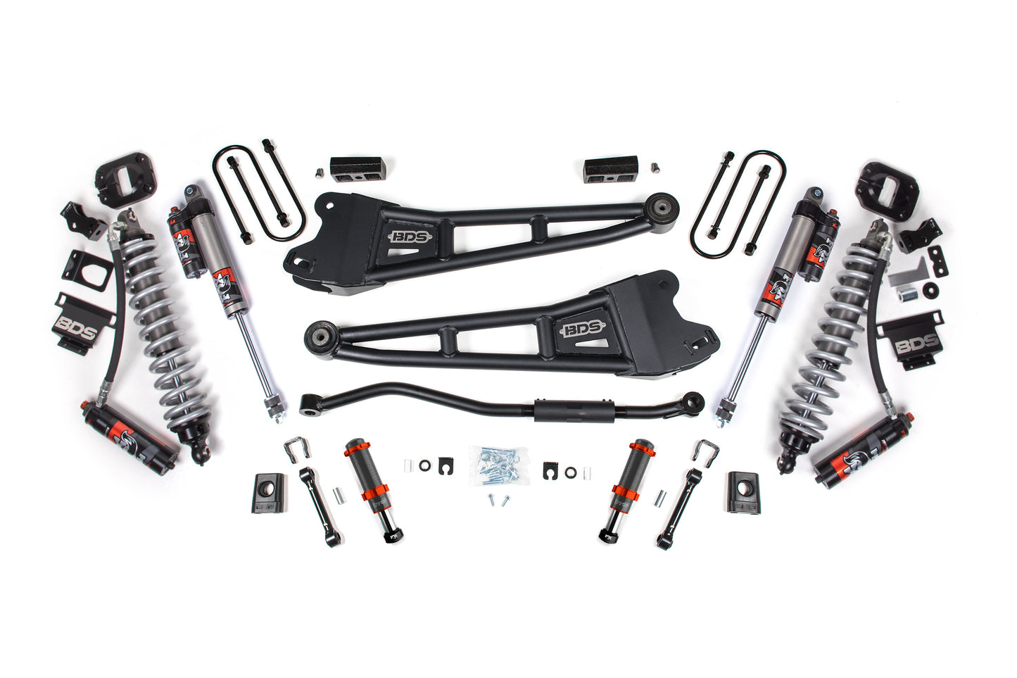 13-18 Ram 3500 4WD 3 Inch Radius Arm Lift Kit, 2 Inch Rear, Block, Diesel - Fox 2.5 Performance Elite Series C/O Front, FOX 2.0 Front Bump, Fox 2.5 Performance Elite Series Rear BDS Suspension