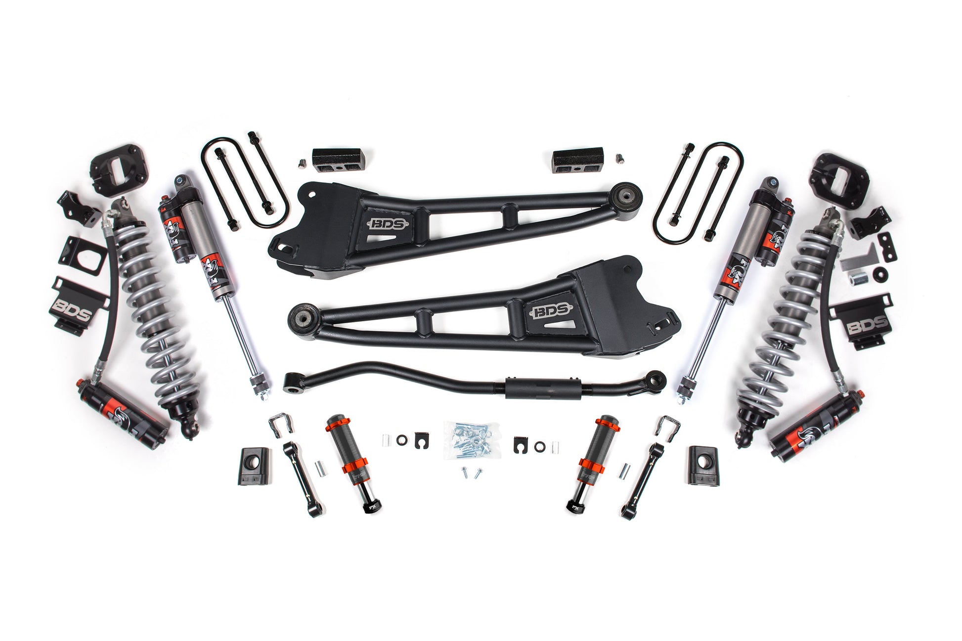 13-18 Ram 3500 4WD 3 Inch Radius Arm Lift Kit, 2 Inch Rear, Block, Diesel - Fox 2.5 Performance Elite Series C/O Front, FOX 2.0 Front Bump, Fox 2.5 Performance Elite Series Rear BDS Suspension