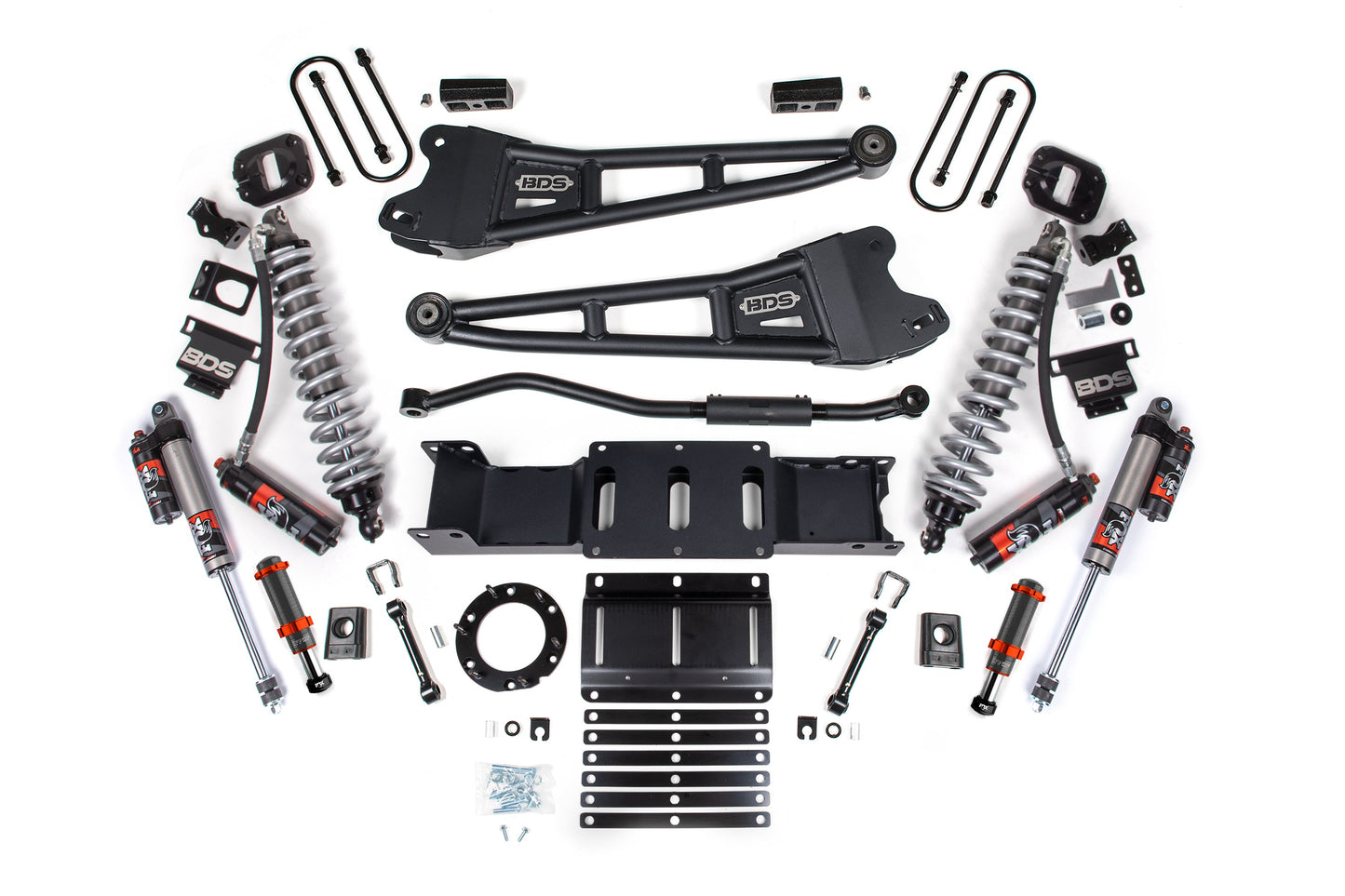 19-24 Ram 3500 4WD 3 Inch Radius Arm Lift Kit, 2 Inch Rear, Block w/Overload, 6 Bolt Diesel - Fox 2.5 Performance Elite Series C/O Front, FOX 2.0 Front Bump, Fox 2.5 Performance Elite Series Rear BDS Suspension
