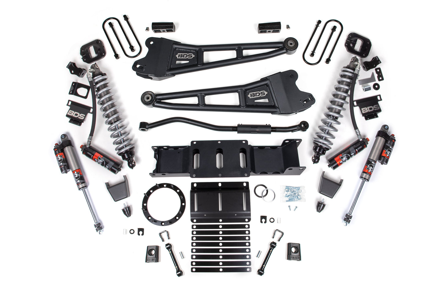 19-25 Ram 3500 4WD 3 Inch Radius Arm Lift Kit, 2 Inch Rear, Block w/o Overload, 6 Bolt Diesel - Fox 2.5 Performance Elite Series C/O Front, Fox 2.5 Performance Elite Series Rear BDS Suspension