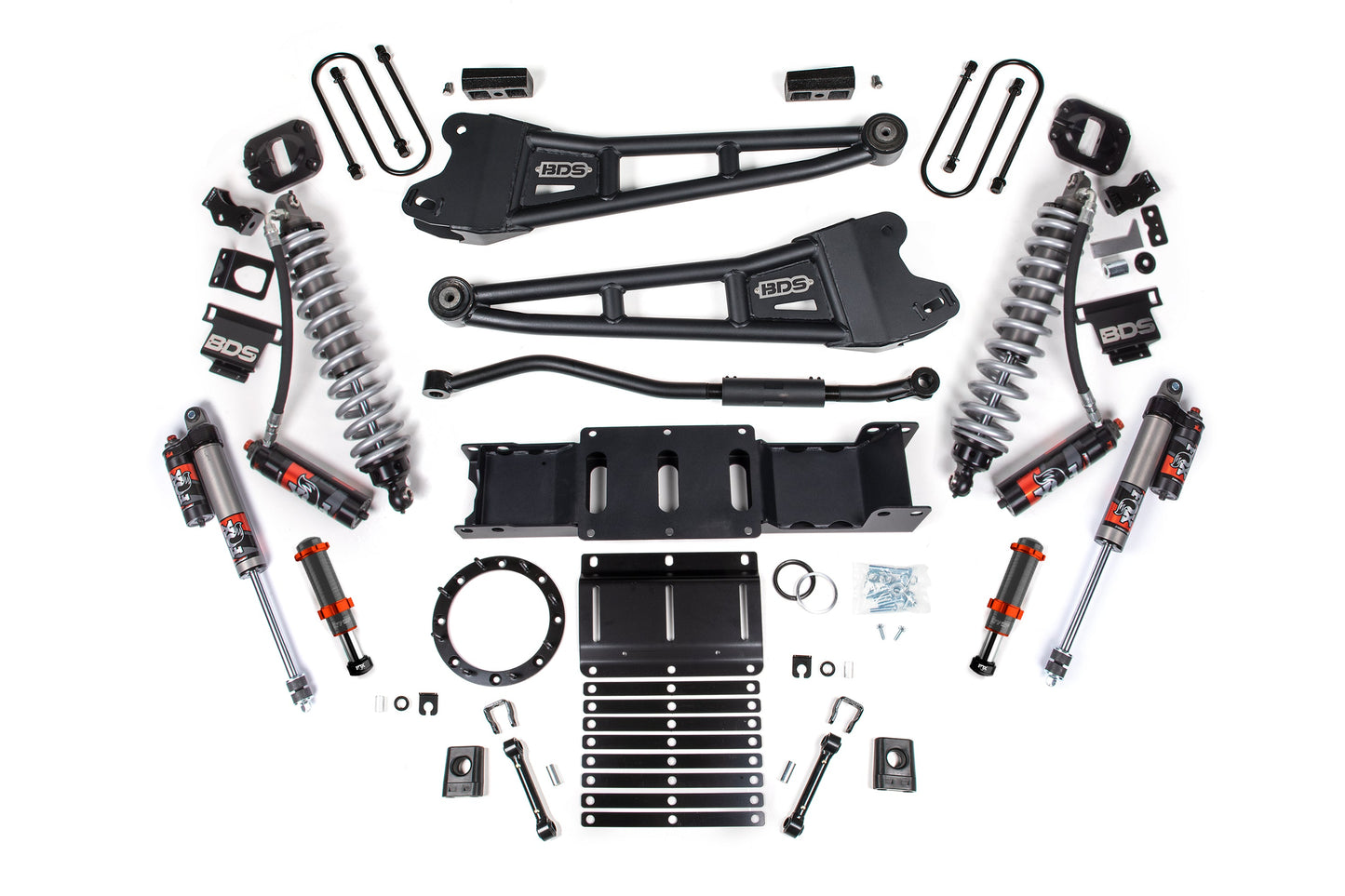 19-24 Ram 3500 4WD 3 Inch Radius Arm Lift Kit, 2 Inch Rear, Block w/o Overload, 6 Bolt Diesel - Fox 2.5 Performance Elite Series C/O Front, FOX 2.0 Front Bump, Fox 2.5 Performance Elite Series Rear BDS Suspension