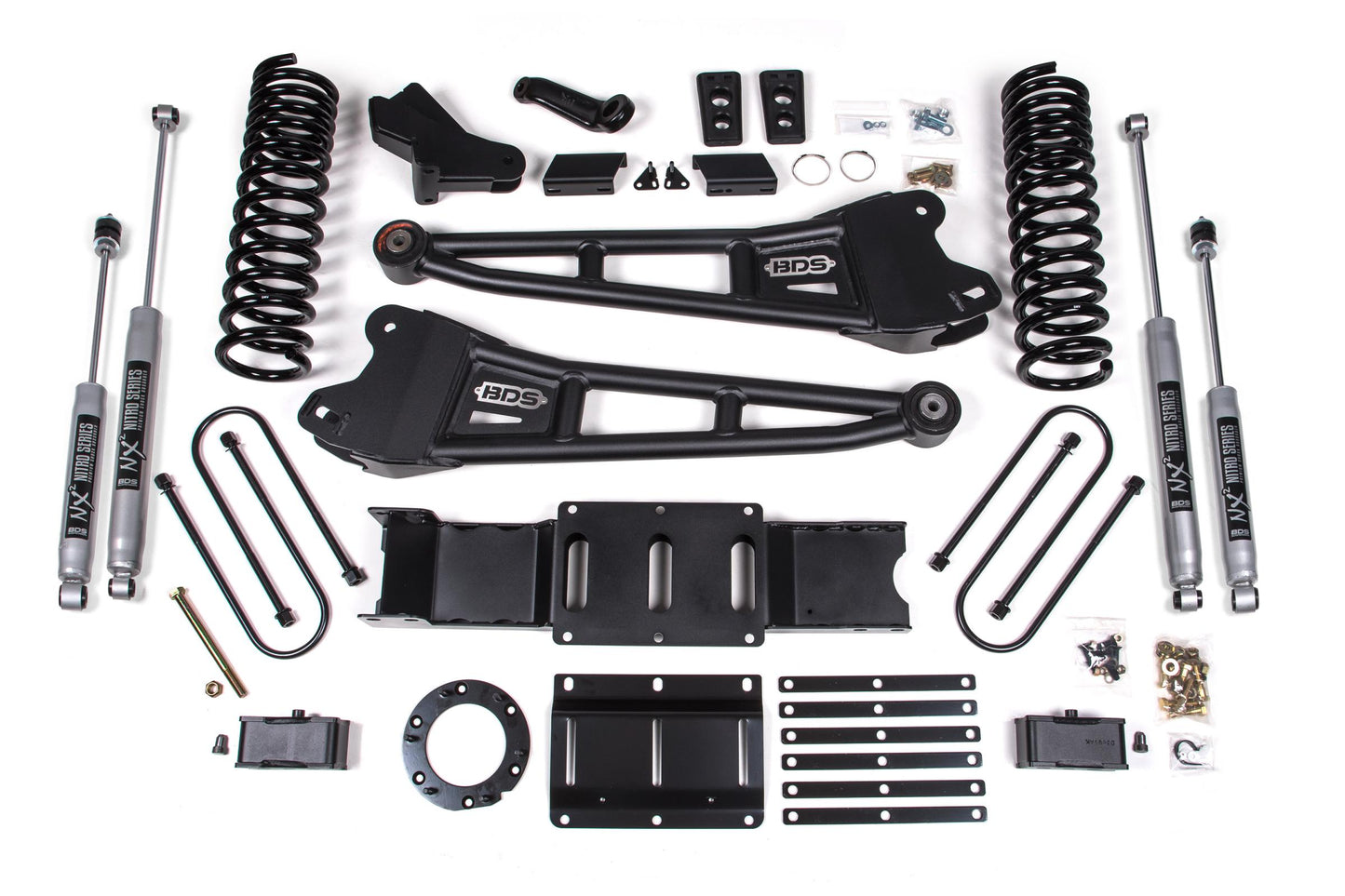 4 Inch Lift Kit w/ Radius Arm 3 Inch Rear Block Ram 3500 19-24 4WD Diesel With Factory Rear Overload Leaf 8 Bolt BDS Suspension-2