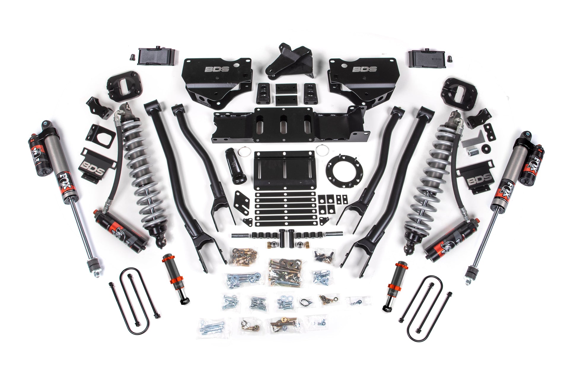 19-24 Ram 3500 4WD 4 Inch 4-Link Lift Kit, 2 Inch Rear, Block w/o Overload, 6 Bolt Diesel - Fox 2.5 Performance Elite Series C/O Front, FOX 2.0 Front Bump, Fox 2.5 Performance Elite Series Rear BDS Suspension
