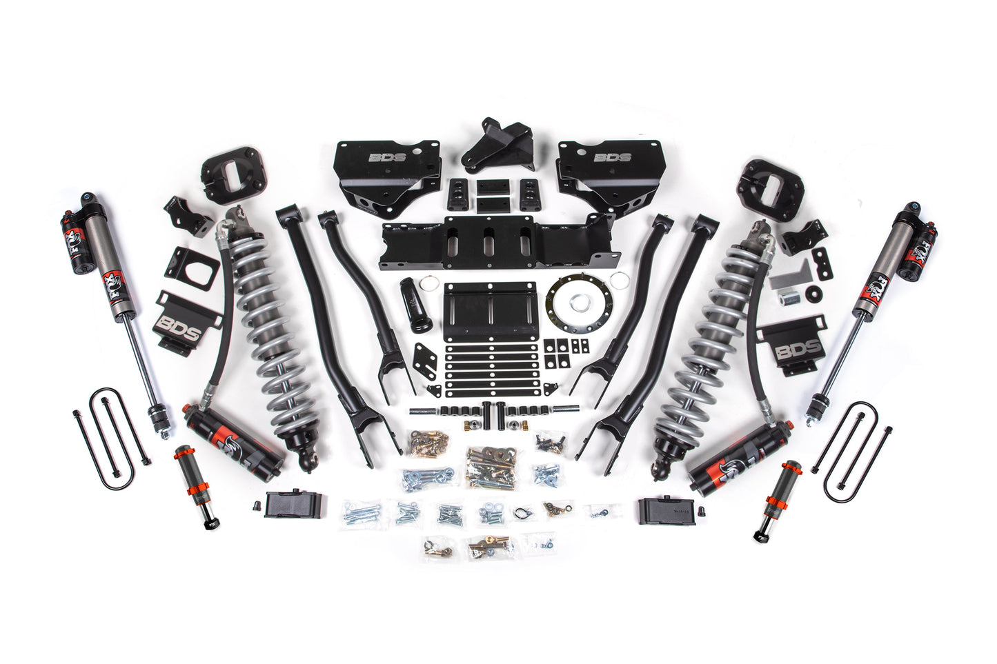 19-24 Ram 3500 4WD 4 Inch 4-Link Lift Kit, 2 Inch Rear, Block w/ Overload, 6 Bolt Diesel - Fox 2.5 Performance Elite Series C/O Front, FOX 2.0 Front Bump, Fox 2.5 Performance Elite Series Rear BDS Suspension