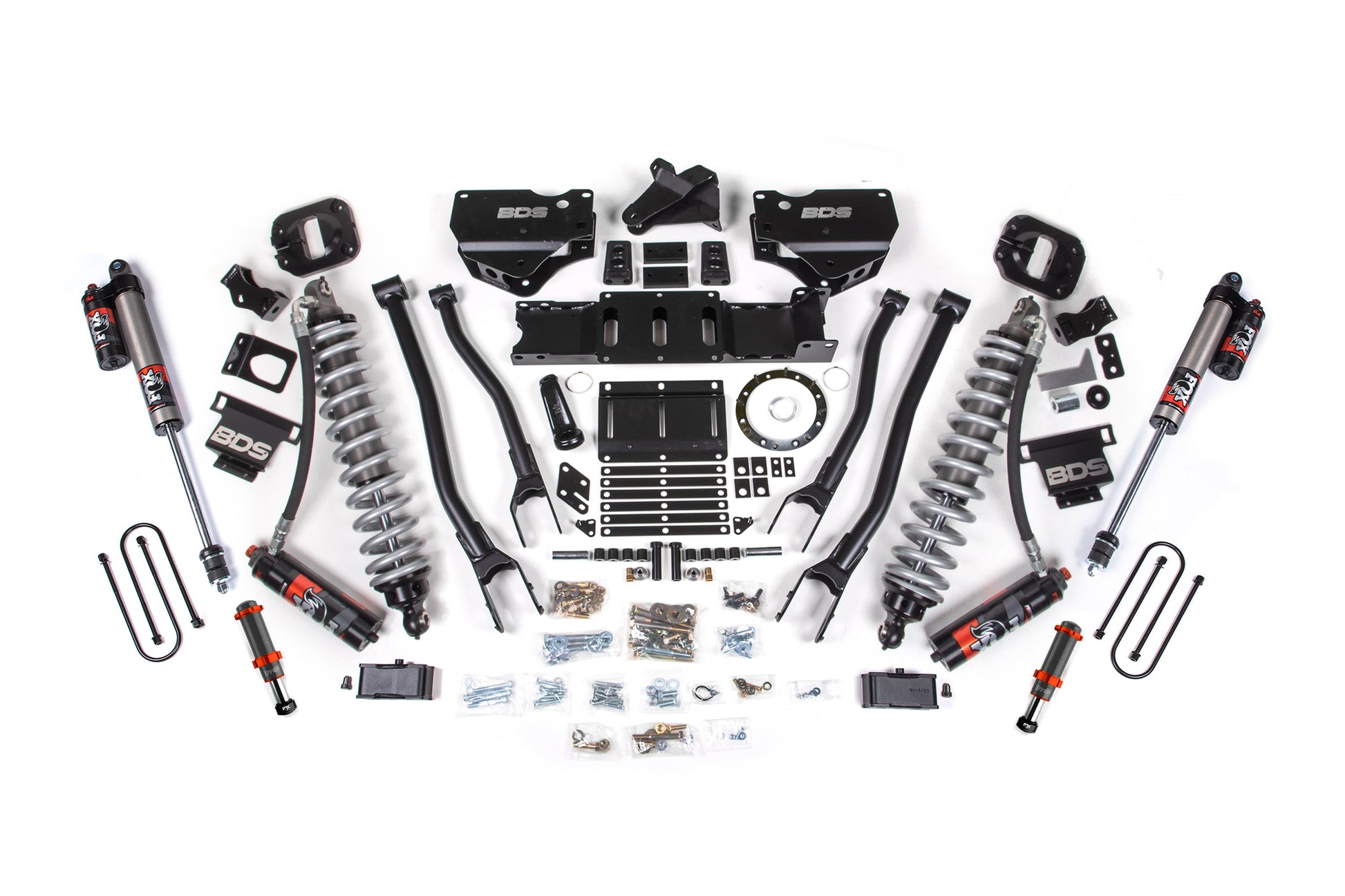 19-24 Ram 3500 4WD 4 Inch 4-Link Lift Kit, 2 Inch Rear, Block w/ Overload, 6 Bolt Diesel - Fox 2.5 Performance Elite Series C/O Front, FOX 2.0 Front Bump, Fox 2.5 Performance Elite Series Rear BDS Suspension