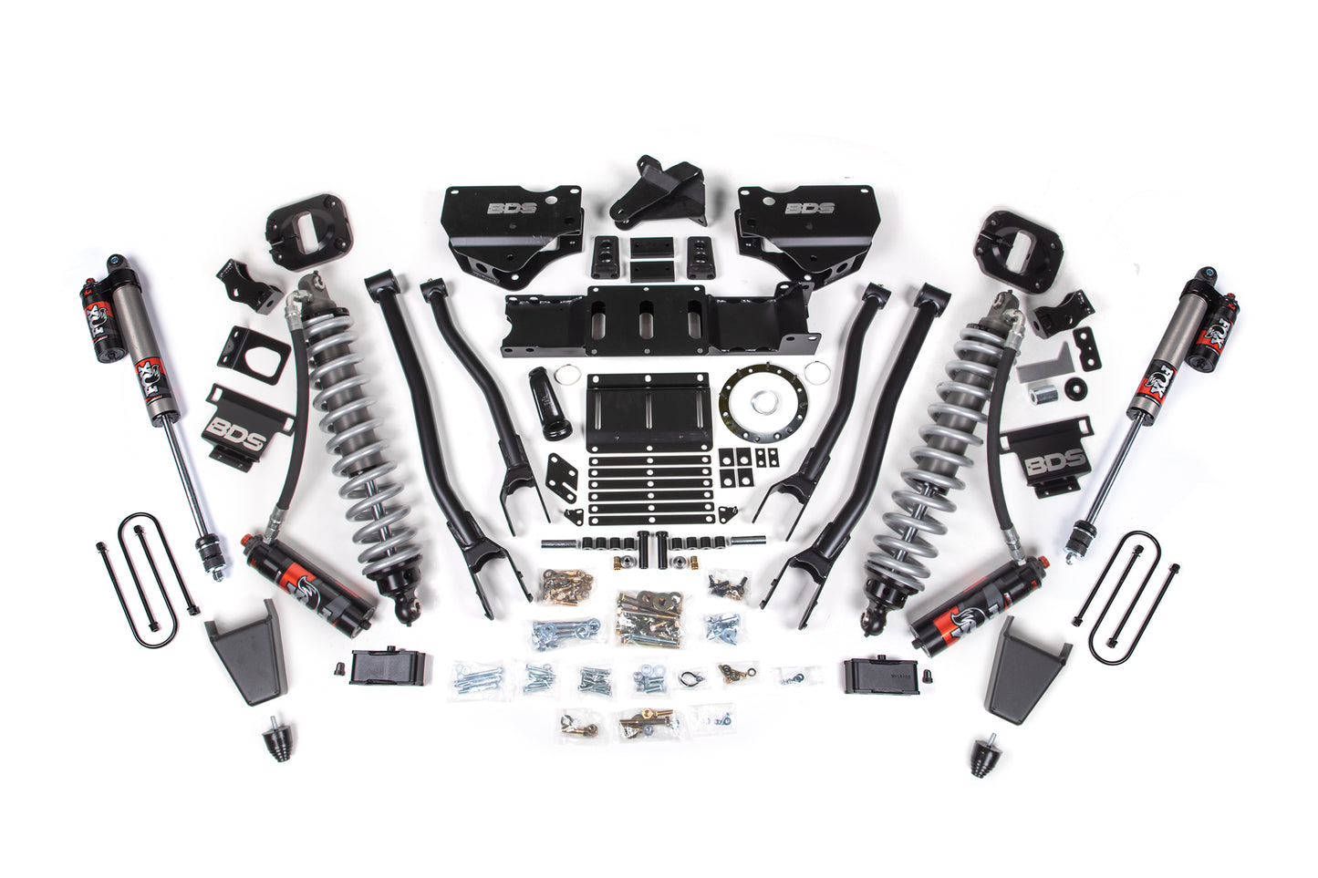 19-24 Ram 3500 4WD 4 Inch 4-Link Lift Kit, 2 Inch Rear, Block w/o Overload, 8 Bolt Diesel - Fox 2.5 Performance Elite Series C/O Front, Fox 2.5 Performance Elite Series Rear BDS Suspension