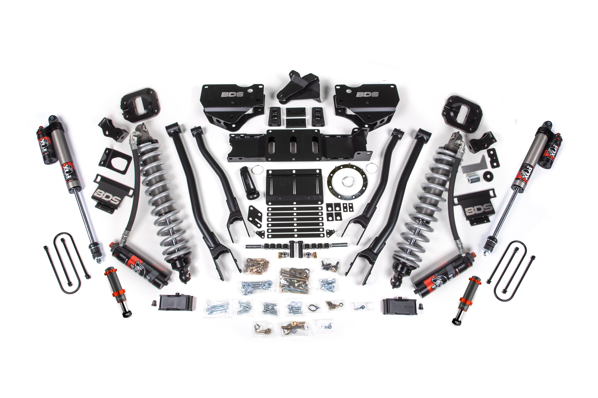 19-24 Ram 3500 4WD 4 Inch 4-Link Lift Kit, 2 Inch Rear, Block w/ Overload, 8 Bolt Diesel - Fox 2.5 Performance Elite Series C/O Front, FOX 2.0 Front Bump, Fox 2.5 Performance Elite Series Rear BDS Suspension