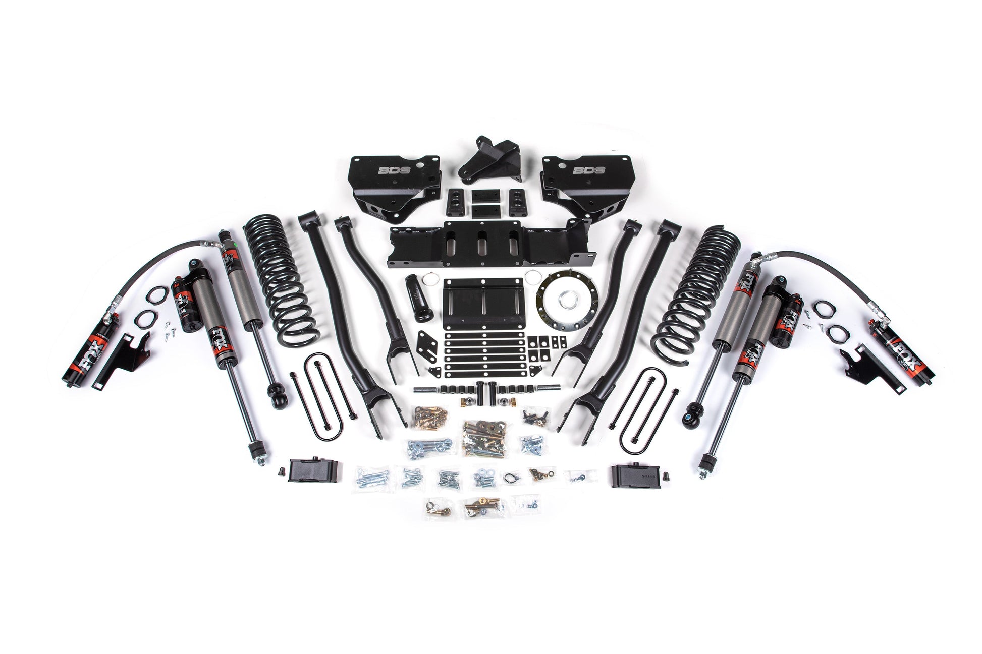 4 Inch Lift Kit w/ 4-Link Ram 3500 19-23 4WD Gas With Factory Overload Leaf Fox 2.5 Performance Elite Shocks BDS Suspension