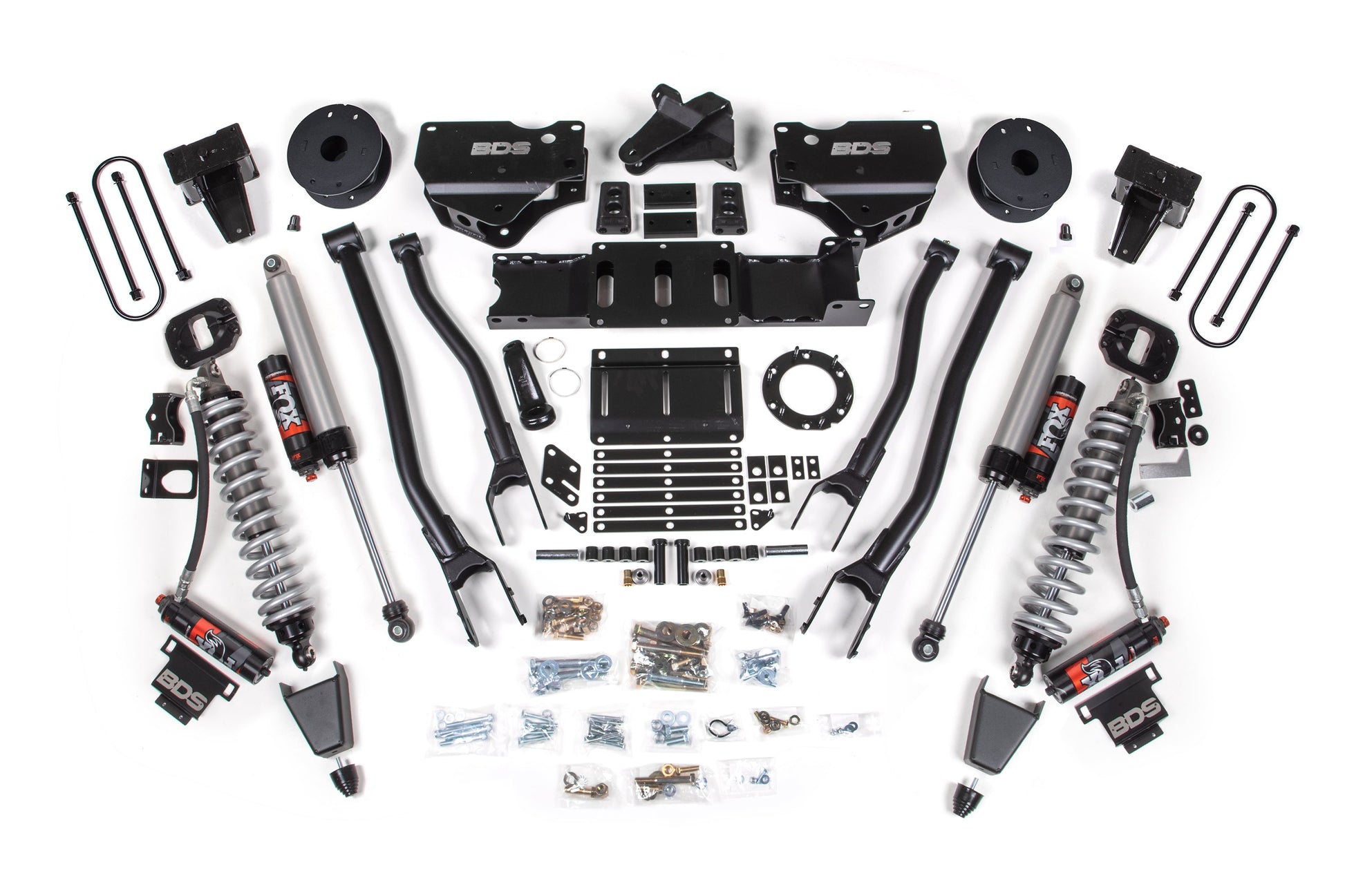 19-24 Ram 3500 4WD 6 Inch 4-Link Lift Kit, 5 Inch Rear, Block w/o Overload, 6 Bolt Diesel - Fox 2.5 Performance Elite Series C/O Front, FOX 2.0 Front Bump, Fox 2.5 Performance Elite Series Rear BDS Suspension