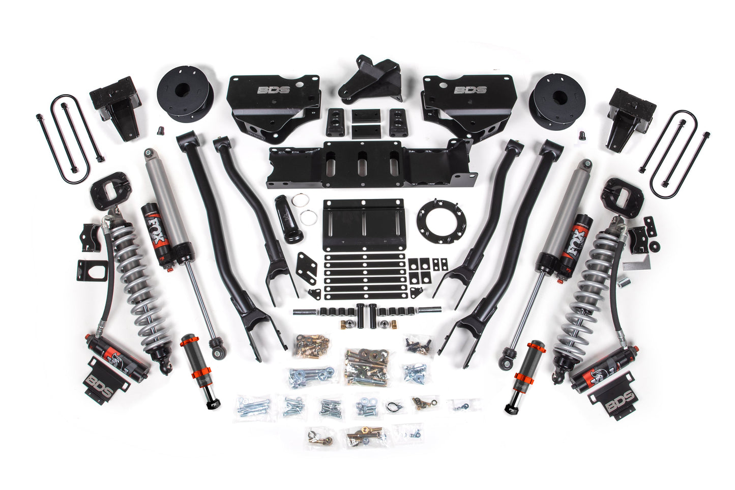 19-24 Ram 3500 4WD 6 Inch 4-Link Lift Kit, 5 Inch Rear, Block w/ Overload, 6 Bolt Diesel - Fox 2.5 Performance Elite Series C/O Front, Fox 2.5 Performance Elite Series Rear BDS Suspension
