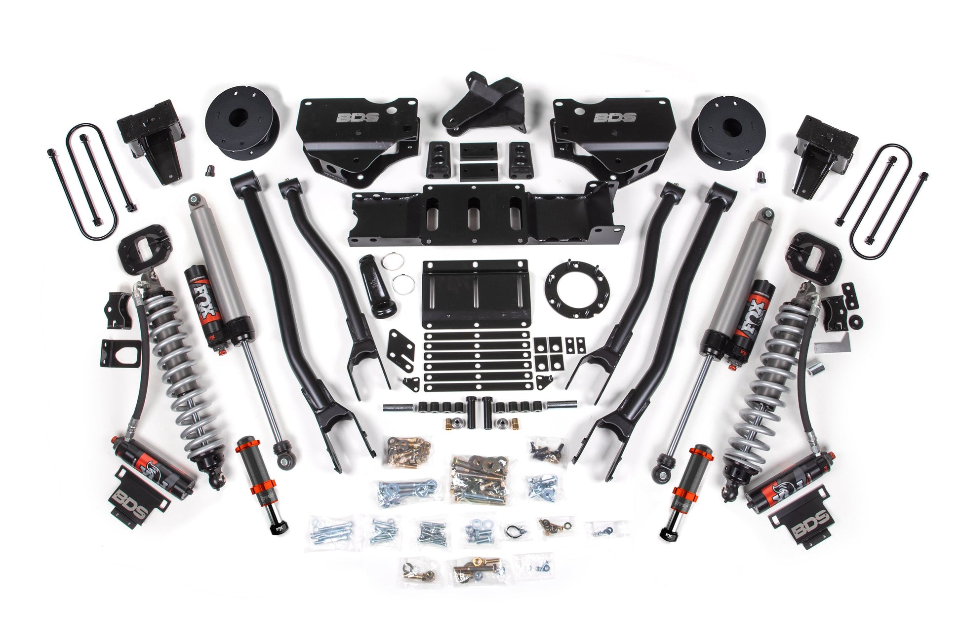 19-24 Ram 3500 4WD 6 Inch 4-Link Lift Kit, 5 Inch Rear, Block w/ Overload, 6 Bolt Diesel - Fox 2.5 Performance Elite Series C/O Front, Fox 2.5 Performance Elite Series Rear BDS Suspension