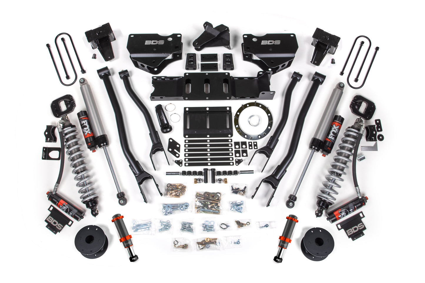 19-24 Ram 3500 4WD 6 Inch 4-Link Lift Kit, 5 Inch Rear, Block w/ Overload, 6 Bolt Diesel - Fox 2.5 Performance Elite Series C/O Front, FOX 2.0 Front Bump, Fox 2.5 Performance Elite Series Rear BDS Suspension