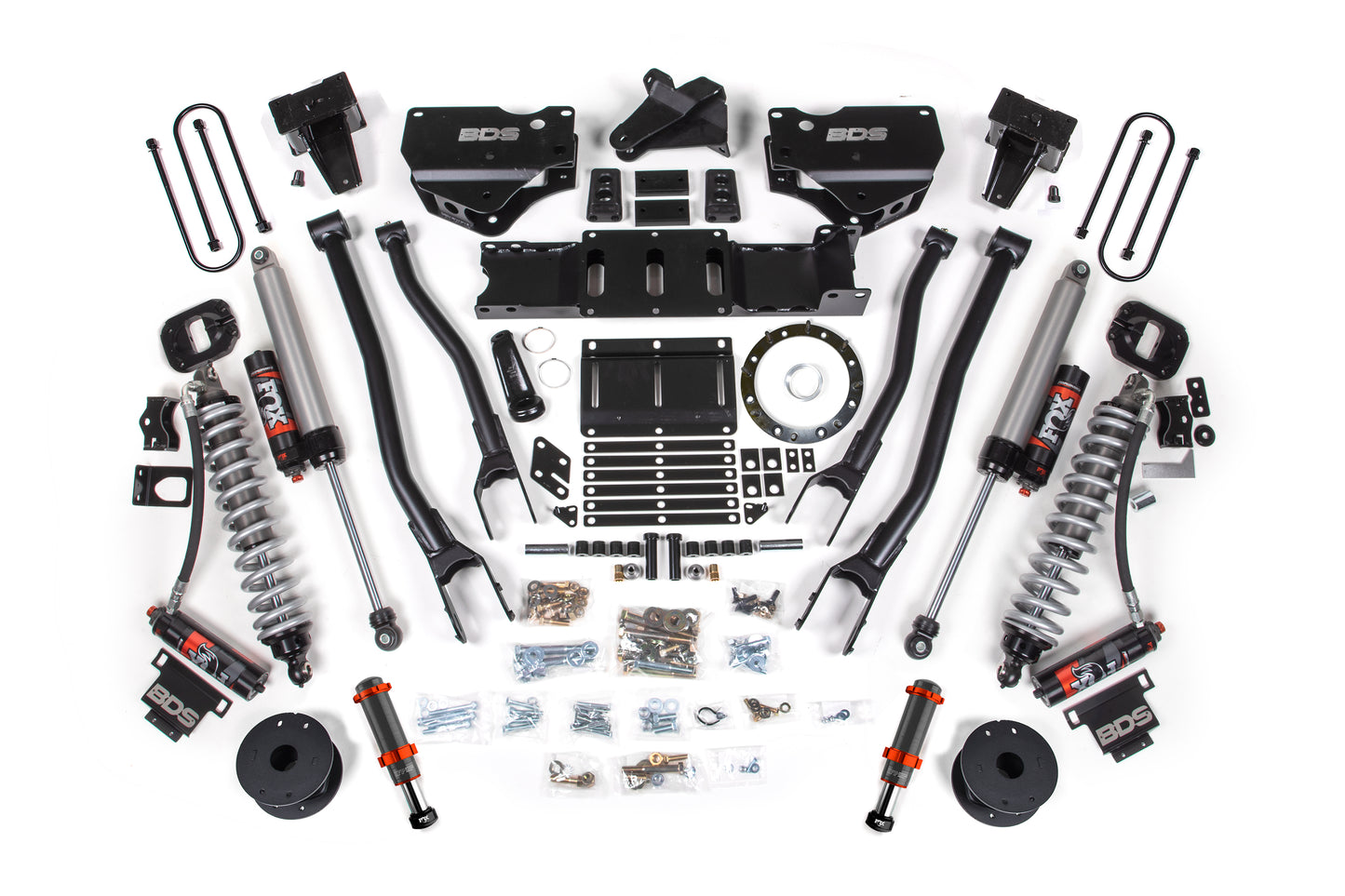 19-24 Ram 3500 4WD 6 Inch 4-Link Lift Kit, 5 Inch Rear, Block w/o Overload, 8 Bolt Diesel - Fox 2.5 Performance Elite Series C/O Front, FOX 2.0 Front Bump, Fox 2.5 Performance Elite Series Rear BDS Suspension
